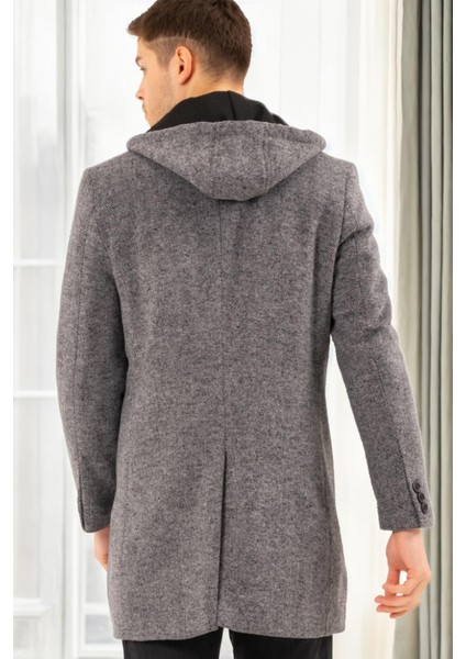 PLT9376 Dewberry Erkek Palto-Desenli Gri fiyatları