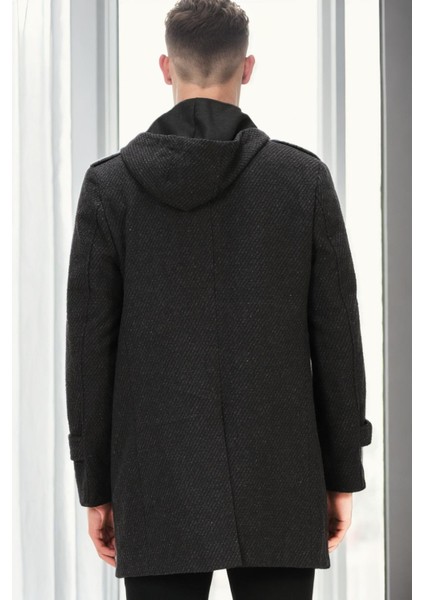 PLT9334 Dewberry Erkek Palto-Desenli Antrasit fiyatları