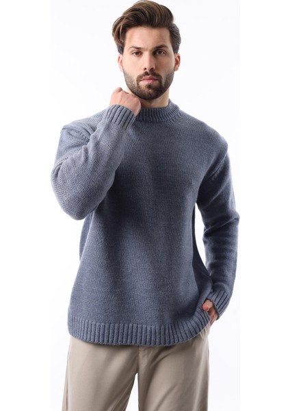 Indigo Bisiklet Yaka Overfit Erkek Triko Kazak E7402