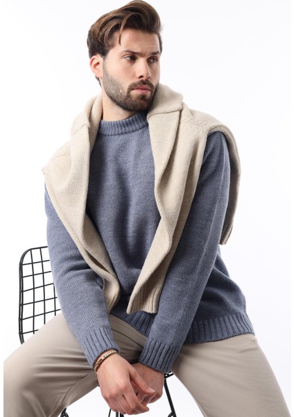 Indigo Bisiklet Yaka Overfit Erkek Triko Kazak E7402 indirimleri