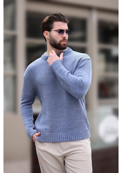 Indigo Bisiklet Yaka Overfit Erkek Triko Kazak E7402