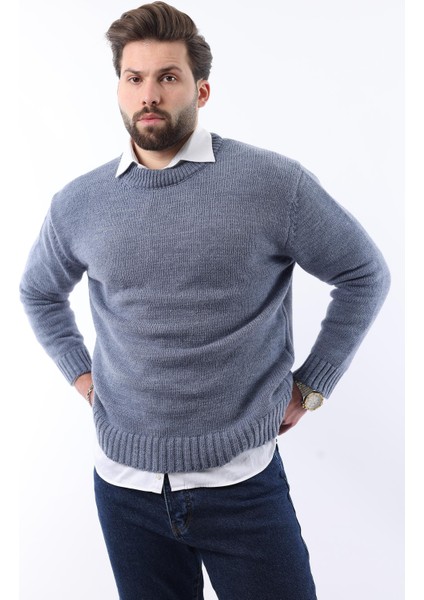 Indigo Bisiklet Yaka Overfit Erkek Triko Kazak E7402