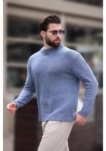 Indigo Bisiklet Yaka Overfit Erkek Triko Kazak E7402