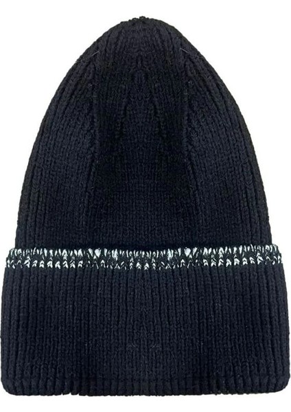 Dokuma Simli Triko Bere - Siyah -Vlmr