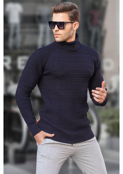 Lacivert Balıkçı Yaka Triko Kazak 6832 fiyatları