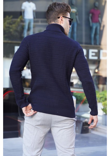 Lacivert Balıkçı Yaka Triko Kazak 6832 modelleri