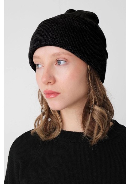 Katlamalı Basic Bere - Siyah -Vlmr