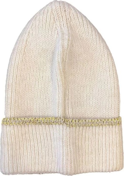 Dokuma Simli Triko Bere - Beyaz -Vlmr