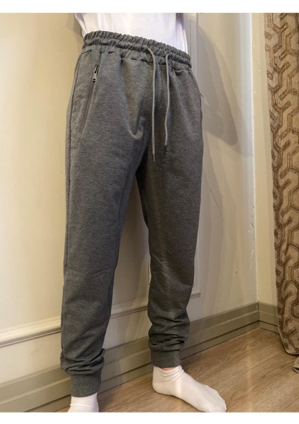 Erkek Siyah Standart Fit Normal Kesim 2 Iplik Cepli Cool & Comfort Pamuklu Jogger Eşofman Altı