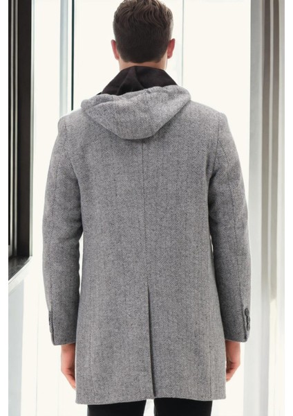 PLT9371 Dewberry Erkek Palto-Diagonal Siyah- Gri fiyatları