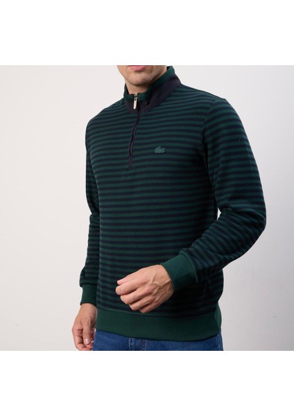 Fermuar Yaka Nefti Regular Fit Çizgili