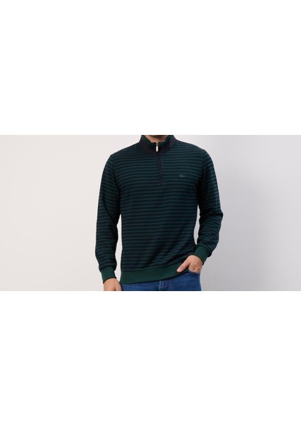 Fermuar Yaka Nefti Regular Fit Çizgili indirimleri