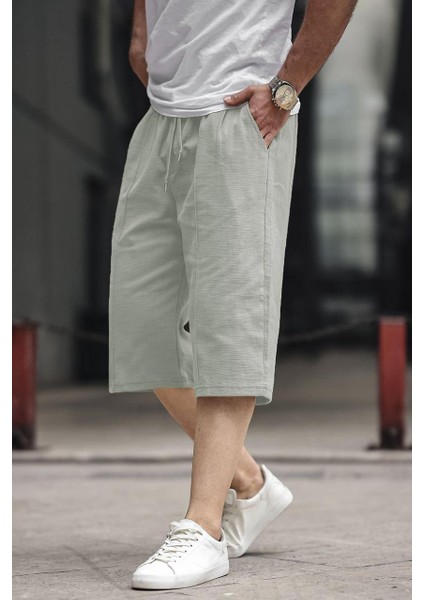 Çağla Yeşili Erkek Keten Kapri Şort 6538 fiyatları