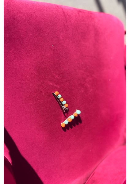 Turuncu Mavi Taşlı Pens Toka-Kadın Renkli Taşlı Metal Toka-Şık & Renkli Toka fiyatları