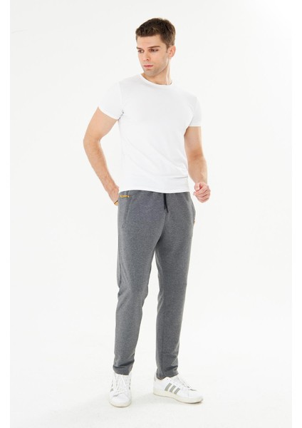 Büyük Beden Erkek Pamuklu Fermuarlı Cepli Eşofman Altı Antrasit M. 7814B-A