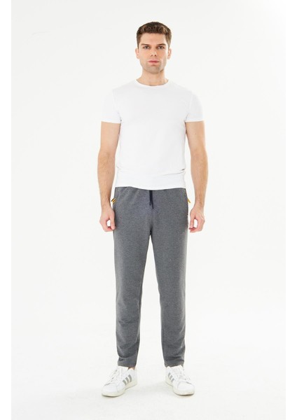 Büyük Beden Erkek Pamuklu Fermuarlı Cepli Eşofman Altı Antrasit M. 7814B-A