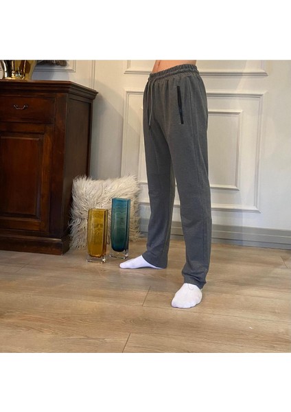 Erkek Antrasit Standart Fit Normal Kesim 2 Iplik Cepli Rahat Pamuklu Jogger Eşofman Altı - MG-E00114