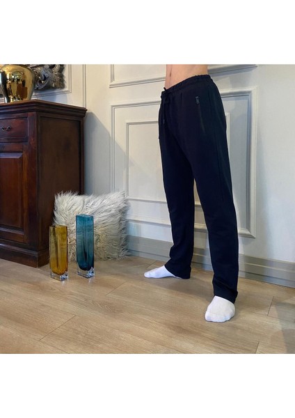 Erkek Lacivert Standart Fit Normal Kesim 2 Iplik Cepli Rahat Pamuklu Jogger Eşofman Altı -E-MG001041 modelleri