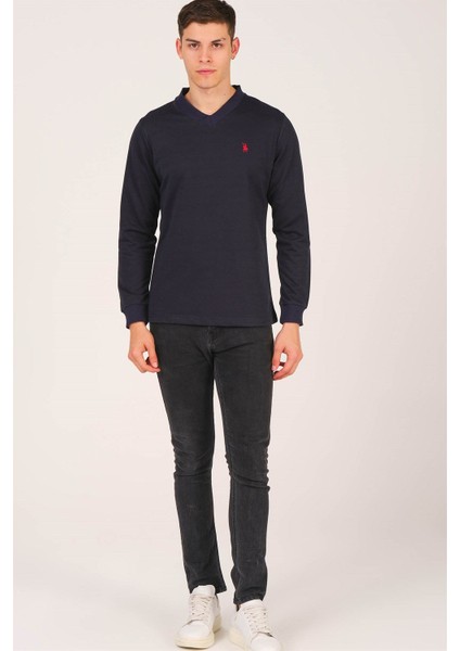 V4002 Dewberry V Yaka Erkek Sweatshırt-Lacivert modelleri