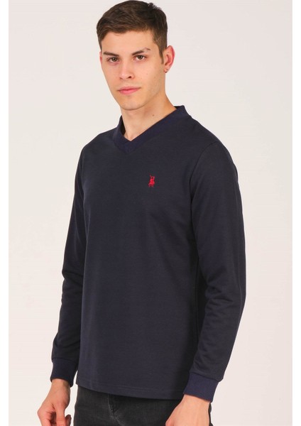 V4002 Dewberry V Yaka Erkek Sweatshırt-Lacivert indirimleri