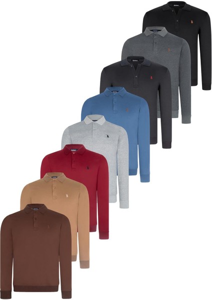 Sekizli Set V4007 Dewberry Erkek Sweatshırt-Siyah-Lacivert-Antrasit-Bordo-Gri-Indigo-Kahve-Camel