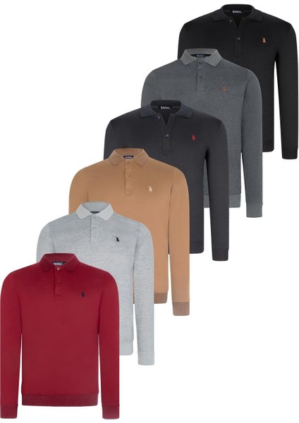 Altılı Set V4007 Dewberry Erkek Sweatshırt-Siyah-Lacivert-Antrasit-Gri-Bordo-Camel