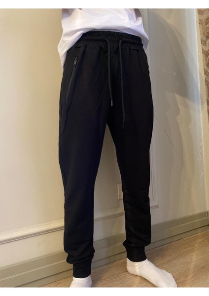 Erkek Siyah Standart Fit Normal Kesim 2 Iplik Cepli Cool & Comfort Pamuklu Jogger Eşofman Altı fiyatları