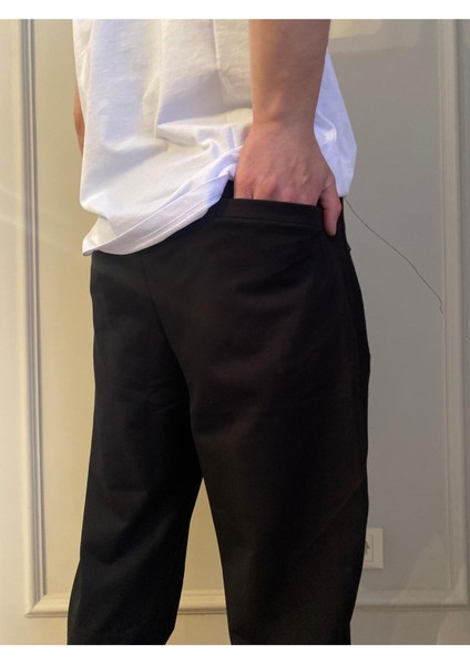 Erkek Siyah Standart Fit Normal Kesim 2 Iplik Cepli Cool & Comfort Pamuklu Jogger Eşofman Altı fırsatları