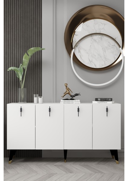 8218-32CT KB150 Konsol,tv Ünitesi Beyaz-Siyah