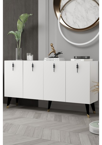 8218-32CT KB150 Konsol,tv Ünitesi Beyaz-Siyah