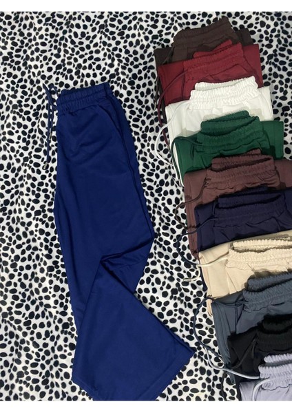 Geniş Paça Modal Açık Lacivert Wide Leg Pantolon - Ispanyol Paça Eşofman Altı modelleri