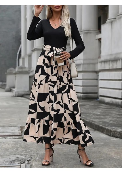 Kadın Uzun Kollu Bisiklet Yaka Uzun Elbise fırsatları