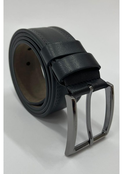 Siyah Suni Deri Çift Dikişli Düz Erkek Kemer 7221 fiyatları