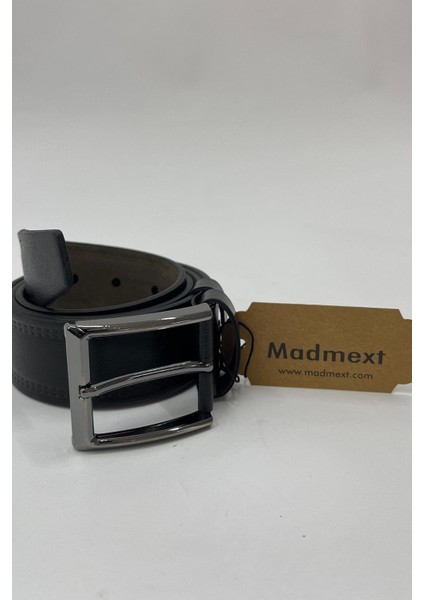 Siyah Suni Deri Çift Dikişli Düz Erkek Kemer 7221 modelleri
