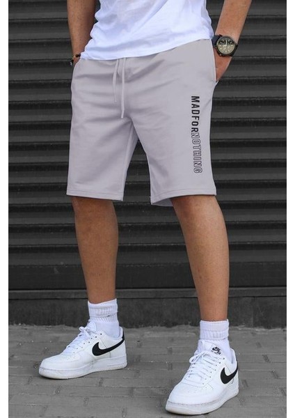 Boyalı Gri Erkek Baskılı Kapri Şort 5403