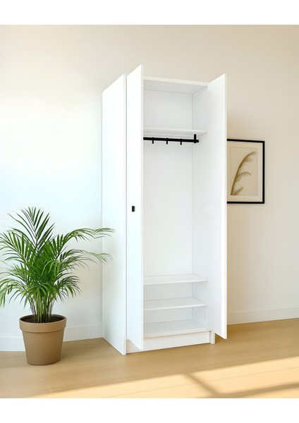 Beyaz Fonksiyonel Portmanto – Modül 3: Askılı Çift Kapaklı Dolap fiyatları