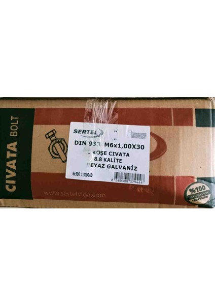 M6×30 Civata 6 Köşe 8.8kalite 500LÜ Paket modelleri