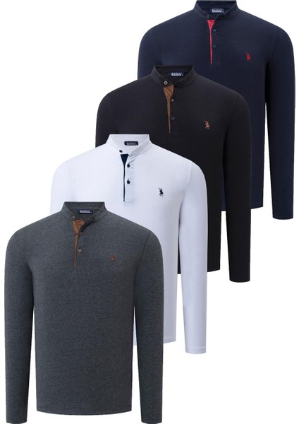 Dörtlü Set V4009 Dewberry Erkek Sweatshırt-Siyah-Antrasit-Lacivert-Beyaz