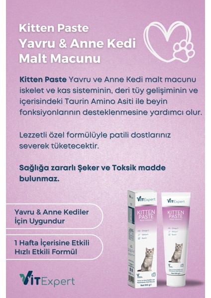 Kitten Paste Yavru Kediler Için Multi Vitamin Kas Gelişimi Destekleyici Malt Macun 100 gr fiyatları