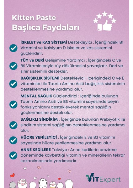 Kitten Paste Yavru Kediler Için Multi Vitamin Kas Gelişimi Destekleyici Malt Macun 100 gr fırsatları