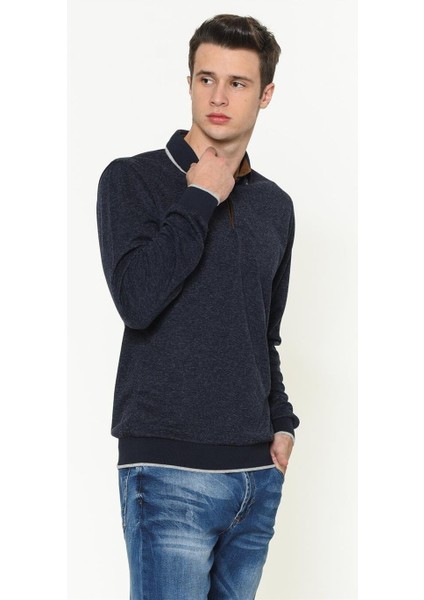 1038 Dewberry Erkek Sweatshırt-Düz Lacivert fırsatları