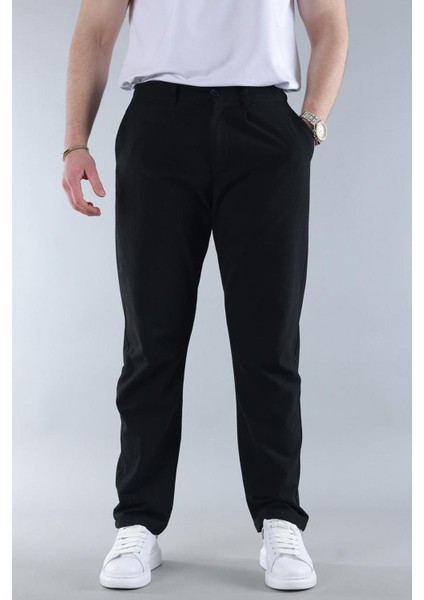 Koyu Siyah Regular Fit Düz Kesim Yan Cepli Erkek Pantolon 6540 fiyatları