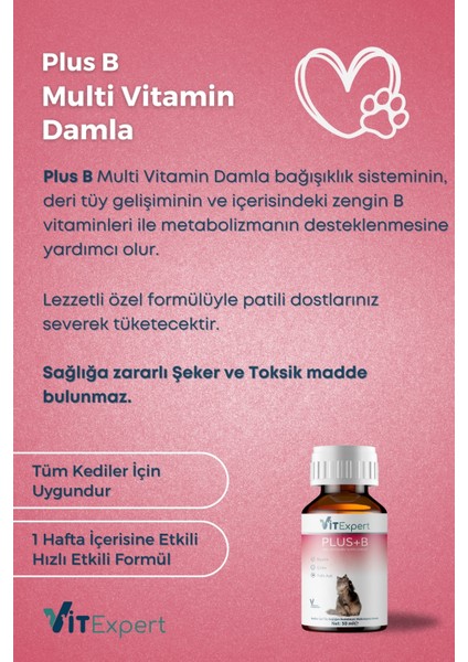 Plus B Tüm Kediler Için Tüy Dökülmesi Önleyici Tüy Sağlığı Destekleyici Multi Vitamin Damla 50 ml fiyatları