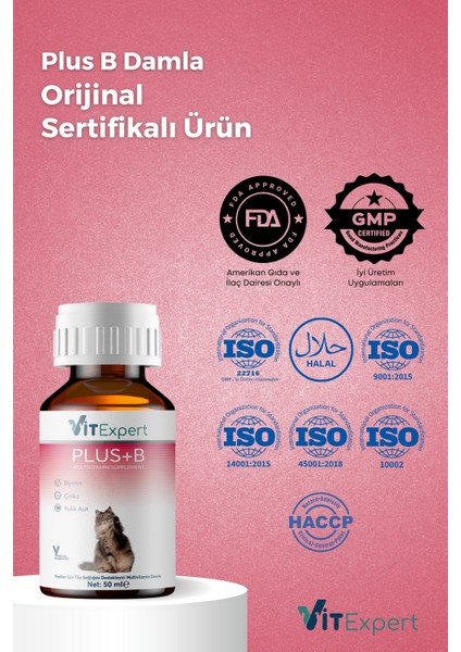 Plus B Tüm Kediler Için Tüy Dökülmesi Önleyici Tüy Sağlığı Destekleyici Multi Vitamin Damla 50 ml modelleri