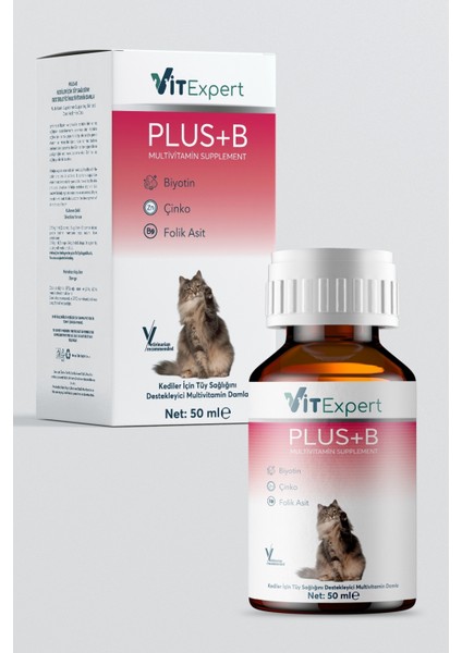 Plus B Tüm Kediler Için Tüy Dökülmesi Önleyici Tüy Sağlığı Destekleyici Multi Vitamin Damla 50 ml