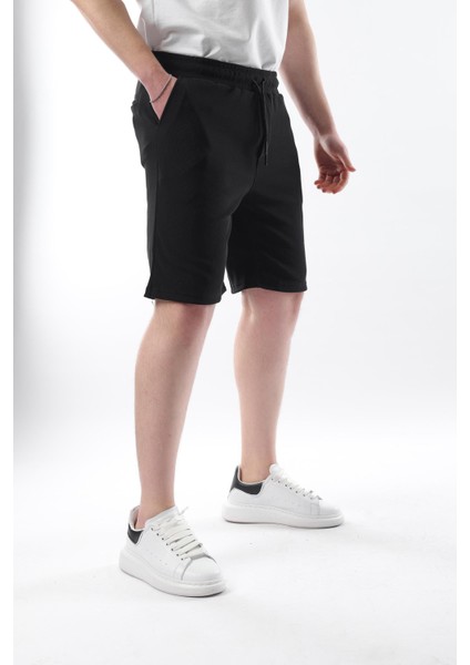 Siyah Beli Ayarlanabilir Cepli Kısa Erkek Şort 6544 modelleri