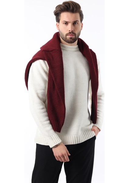 Ekru Bisiklet Yaka Overfit Erkek Triko Kazak E7402