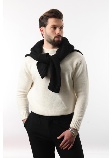 Ekru Bisiklet Yaka Overfit Erkek Triko Kazak E7402 fırsatları