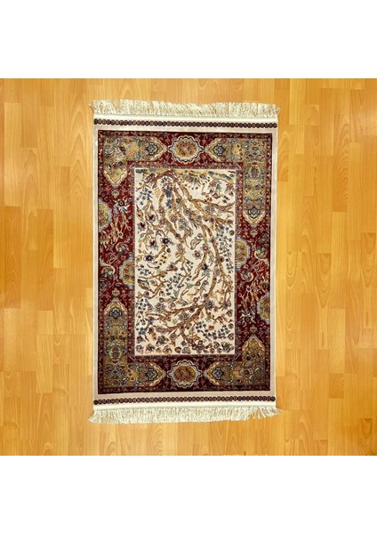 Hayat Ağacı Desenli 200 x 300 cm Ipek Halı Bordo