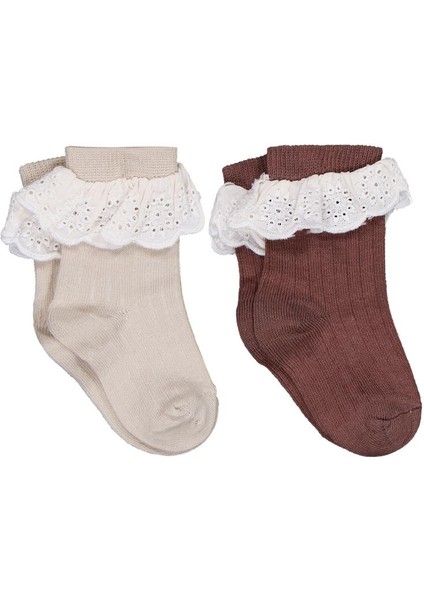Dantel Aksesuarlı 2'li 6-18 Ay Bebek Kız Çorap Set